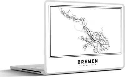Produktbild von MuchoWow® Laptop Aufkleber Sticker Cover Stadtplan - Bremen - Schwarz und weiß - Karte 30x21 cm - Sticker für Laptop - Selbstklebend