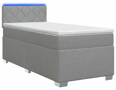 Immagine prodotto di Letto con rete a molle e materasso, colore grigio chiaro, 90 x 190 cm, rivestito in tessuto