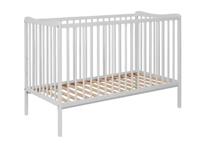Immagine prodotto di Lettino per bambini 120x60 cm in legno di faggio, altezza regolabile 3 posizioni, pioli estraibili, bianco