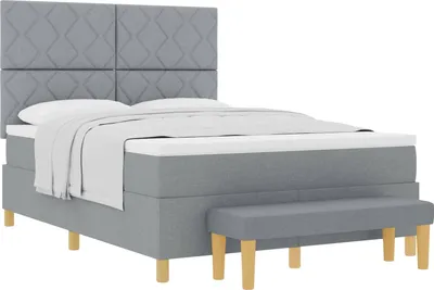 Produktbild von vidaXL Boxspringbett mit Matratze Hellgrau 140 x 200 cm Stoff
