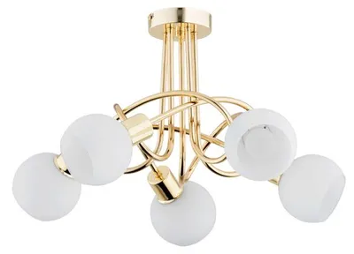 Zdjęcie produktu dla Lampa sufitowa ERYKA złoto-biała 5xE14x10W metal wym:32x53x53cm IP20 Alfa