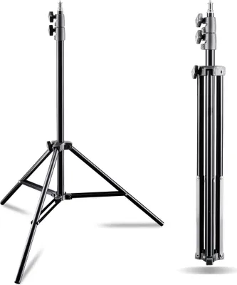 Produktbild von Walimex pro AIR 200 Lampenstativ 2er-Set höhenverstellbar bis 200 cm, Lichtstativ aus Aluminium mit Luftfederung, Blitzstativ bis 4,5 kg Traglast, Leuchtenstativ mit Tasche für Fotostudio und Outdoor
