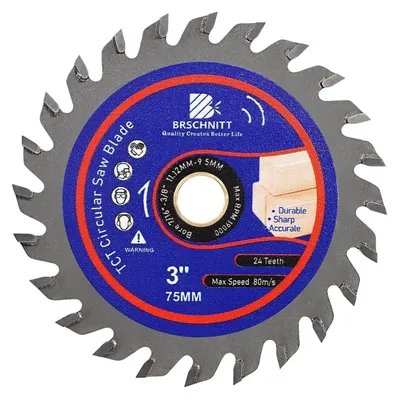 Image de Scie circulaire de 75 mm, 24 dents, pour bois et plastique, avec un alésage de 11,12/9,5 mm