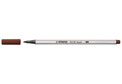 Image de Stylo feutre premium avec pointe pinceau pour une épaisseur de trait variable - STABILO Pen 68 brush - stylo individuel - marron