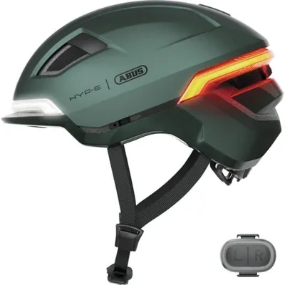 Produktbild von ABUS Fahrradhelm HYP-E - Helm mit Frontlicht, Rücklicht und Blinklicht - geeignet auch fürs Fahrradfahren auf E-Bike und S-Pedelec - für Jugendliche und Erwachsene - Grün, Größe L (57-61 cm)
