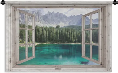 Produktbild von MuchoWow® Wandteppich Wandbehang Aussicht - Berg - Wasser 120x80 cm Tapisserie Dekoration Wandtuch - Wanddekorationen - Wandtücher