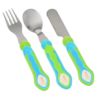 Produktbild von Kinder Besteckset 3-teilig - Stainless Steel : blau/grün Farbe: blau/grün
