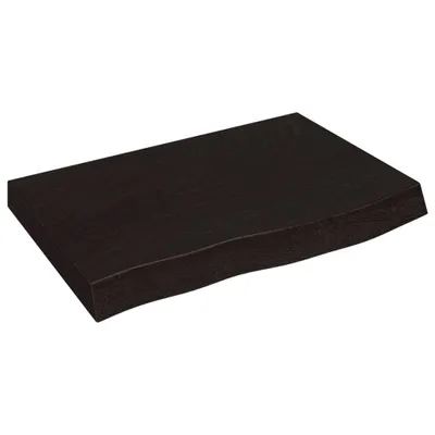 Obrázek produktu pro vidaXL Nástěnná police tmavě hnědá 60x40x(2-6) cm dubový masiv ošetřený dubem