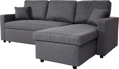 Produktbild von Ecksofa mit Bettkasten HWC-L17, Couch Sofa L-Form, Liegefläche Nosagfederung 228cm  dunkelgrau