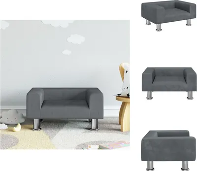 Produktbild von vidaXL Kindersofa Dunkelgrau 50x40x26,5 cm Samt -  Baby- & Kleinkindmöbel