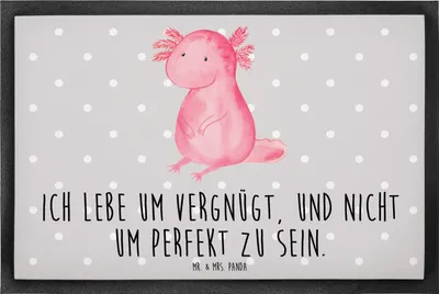Produktbild von Mr. & Mrs. Panda fußmatte Axolotl Niedlich 60 x 90 cm - Grau Pastell - Geschenk, Fußabtreter, Liebe, Schmutzfangmatte, Gummimatte, Lebensweisheit, Zufrieden, Schmutzmatte