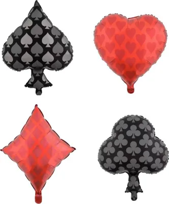 Immagine prodotto di Pallone in foil - carte, picche, quadri, fiori, cuori, casinò, set 4 pz.