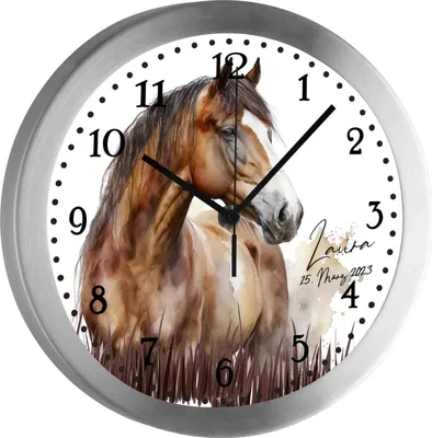 Produktbild von Kinderzimmer Funkwanduhr, Funkuhr Wanduhr Kinder, Pferd 25 cm