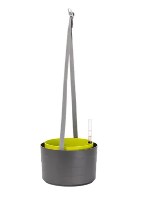 Obrázek produktu pro PLASTIA s.r.o. Samozavlažovací závěsný květináč (žardina) Berberis 26 cm, antracit a zelená