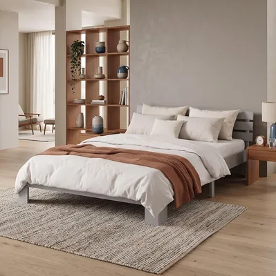Produktbild von Homestyle4u Holzbett 120x200 Grau Kiefer Doppelbett Lattenrost Jugend Gäste