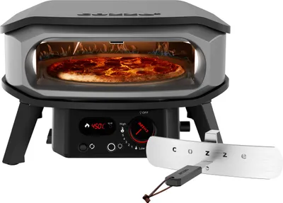 Produktbild von Cozze® Gas-Pizzaofen Premium Rotate 13, inkl. Pizzastein, Backtemperatur bis 500°C, tragbar, Grillfläche 34.5 x 34.5 cm, Gerätemaße 32 x 53 x 56 cm, Stahl / Cordierit, grau / schwarz"