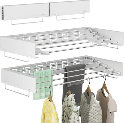Productafbeelding van Famanu wanddroger, uitschuifbaar 80 cm - inklapbaar wasrek - ruimtebesparend, compact, wit