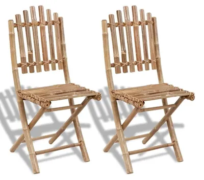 Produktbild von Set mit 2 klappbaren Gartenstühlen aus Bambus
