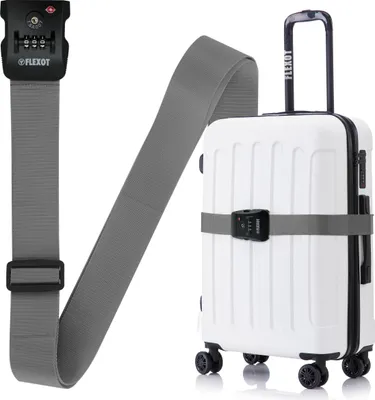 Immagine prodotto di Cinghia per valigie Flexot® con lucchetto a combinazione e TSA - Cinghie per valigie, cinghie di fissaggio per valigie, cinghie per bagaglio a mano e trolley