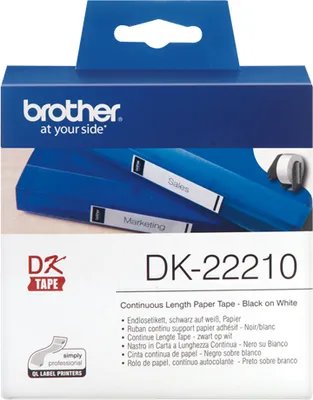 Produktbild von Brother Endlos-Etikett, Schwarz auf weiss, Weiß, Direkt Wärme, DK, Brother, Brother QL1050, QL1060N, QL500, QL500A, QL550, QL560,QL560VP, QL570, QL580N, QL650TD, QL700, QL710W,