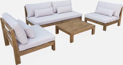 Produktbild von sweeek - Gartengarnitur aus Akazienholz 5 Plätze - Holzfarben