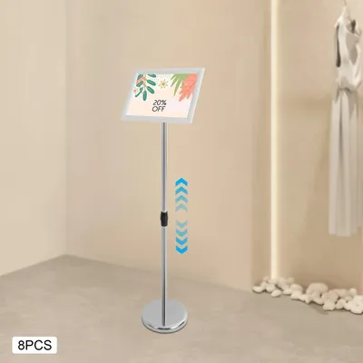 Image de Panneau d'affichage - Support de présentation réglable - Format A4 - Cadre à clipser en aluminium - Base lourde - Argenté
