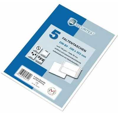 Produktbild von 5 SECURITEX® Faltentaschen Versandtaschen B4 reißfest wasserfest
