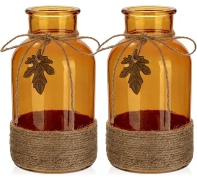 Produktbild von Glasvasen Zylindrisch 2 Stück H 20cm Orange Boho Dekoration