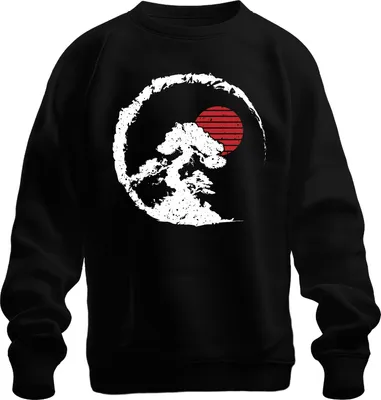 Immagine prodotto di Bonsai Tree Zen Japan Enso Circle Red Sun Vintage Retro Grunge Unisex Felpa Pullover, Nero, S