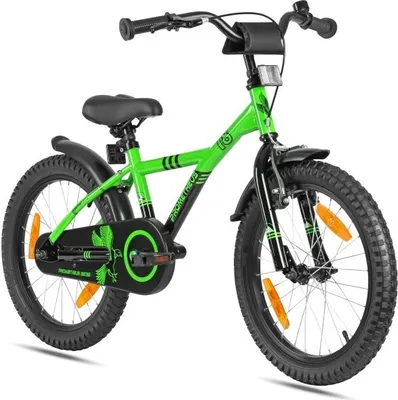 Produktbild von Prometheus 18 Zoll Kinderfahrrad ab 5-6 Jahre in Grün & Schwarz Jungen Mädchen mit Rücktrittbremse !!