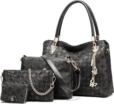 Produktbild von Famanu Handtaschen Set 4 Teile - Große Tasche, Schultertasche, Geldbörse, Kartenetui