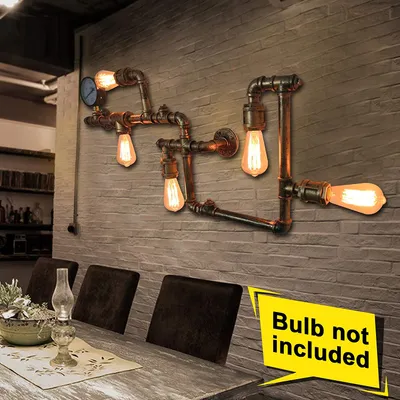Obrázek produktu pro Retro nástěnné svítidlo držák Vintage Antique styl, nástěnné svítidlo vodní potrubí styl držák lampy Steampunk pro předsíň, bar, chodba 220V