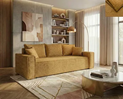 Produktbild von Schlafsofa Bono  Nordelo  mit Schlaffunktion D-L und Bettkasten, Stoff ASTRA Chenille - 10 Orange, 260 cm