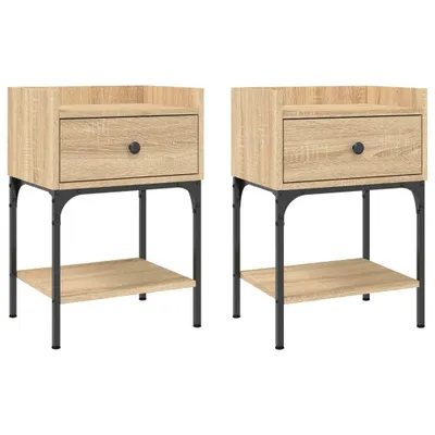 Produktbild von "2026 MODERNE"Nachttisch 2er Set, für Schlafzimmer - elegantes Design - Nachtkommode - Sonoma-Eiche 40,5x31x60cm Holzwerkstoff - Nachttische & -schränke NeuMöbel867918