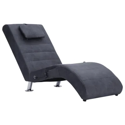 Zdjęcie produktu dla vidaXL Szezlong do masażu z poduszką w kolorze szarego zamszu