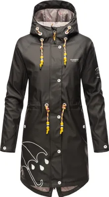 Produktbild von Marikoo Dancing Umbrella Damen Regenmantel mit Kapuze Wasserdicht Regenjacke Übergangsjacke Outdoor Mantel Schwarz Gr. 38 - M