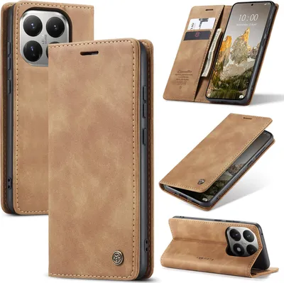 Produktbild von Hülle für Xiaomi 15T Retro Kunstledertasche mit Standfunktion Schutzhülle Braun