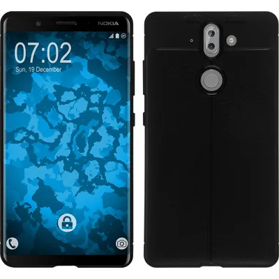 Produktbild von PhoneNatic Case kompatibel mit  Nokia 9 - schwarz Silikon Hülle Lederoptik Cover