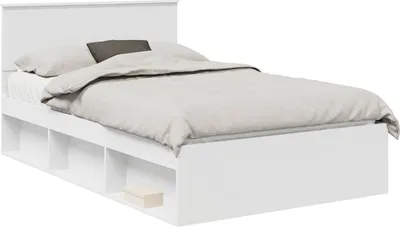 Image de vidaXL Cadre de lit avec tête de lit Blanc 120 x 200 cm Pin massif