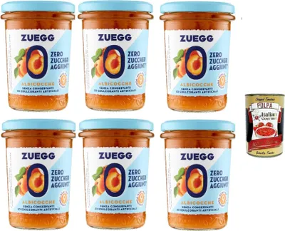 Produktbild von Zuegg zero zuccheri Aprikosen Konfitüre marmelade jam Zuckerfrei, 6x 220g + Italian Gourmet Polpa 400g