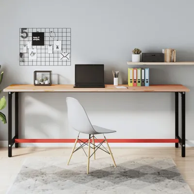 Image de Bureau Exclusive - Plateau de bureau en bois massif de hêtre, dimensions 220 x 55 x 2,5 cm