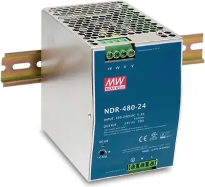 Obrázok produktu pre MEAN WELL Spínaný napájací zdroj na lištu 480 W 24 V/20 A, 1 ks.