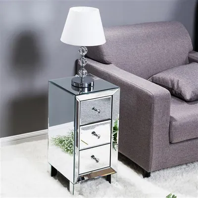Produktbild von Dtboom Spiegel Nachttisch Nachttisch Vintage Schubladenkommode Kommode Aufbewahrung Schubladenschrank Schrank Organizer Nachtschrank für Wohnzimmer Schlafzimmer