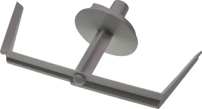 A gray plastic kitchen appliance attachment, likely a whisk or dough hook, is shown against a white background.