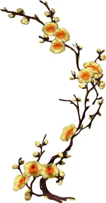 Produktbild von Blüten Blumen Zweig Bügelbild Emblem Gelb