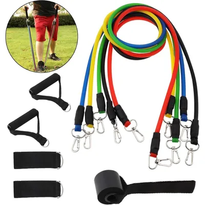 Produktbild von Widerstandsband-Set mit Türanker Griffen und Knöchelschlaufe für Krafttraining Muskelaufbau Pilates Stretching Rehabilitation