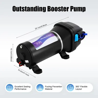 Obrázek produktu pro Vodní čerpadlo – samonasávací tlakové čerpadlo – 12 V – 132 W – 17 l/min – výtlak 28 m – automatický tlakový spínač Start-Stop – nastavitelný tlak 2,75–5,88 bar