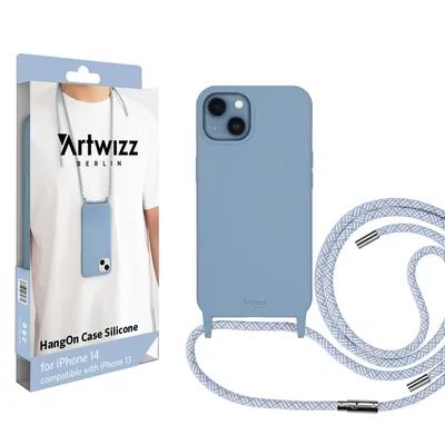 Produktbild von ARTWIZZ HangOn Case Silicone für iPhone 14 - Handykette aus Silikon, Nordic Blue (Hellblau)