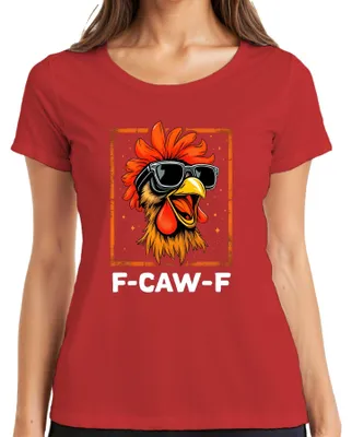 Produktbild von F-CAW-F lustiger Hahn Sonnenbrille Huhn Bauernhof Geschenk Meme Damen T-Shirt, Rot, XL