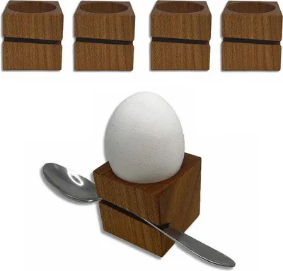 Produktbild von Famanu Eierbecher mit Löffelhalter - Set von 4 - 5 x 5 x 3 cm